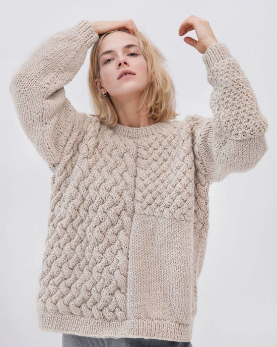 Heartbreaker Alpaca and Wool Textured Sweater in Beige