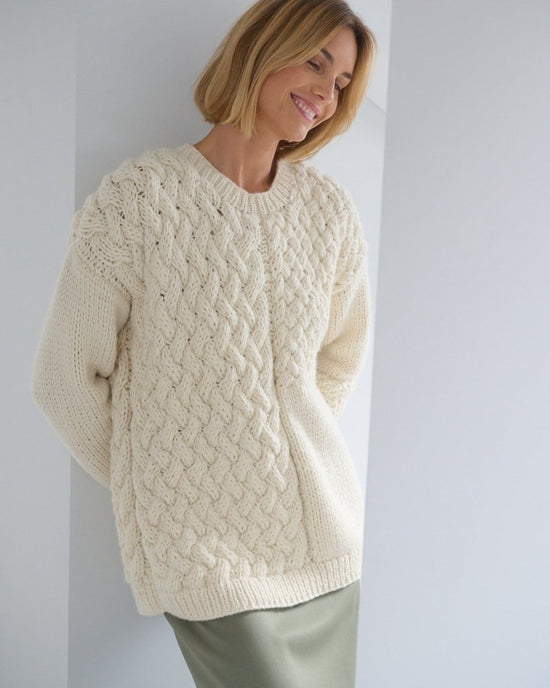 Heartbreaker Alpaca and Wool Textured Sweater in White Sea Salt