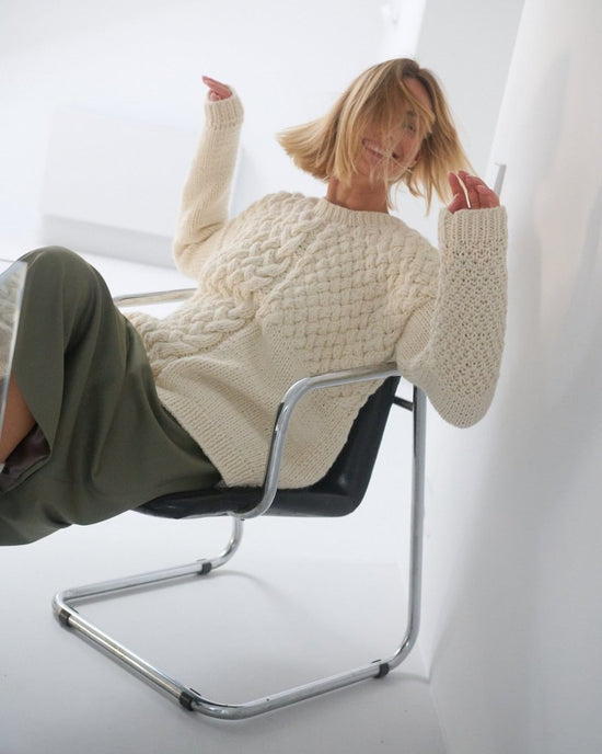 Heartbreaker Alpaca and Wool Textured Sweater in White Sea Salt