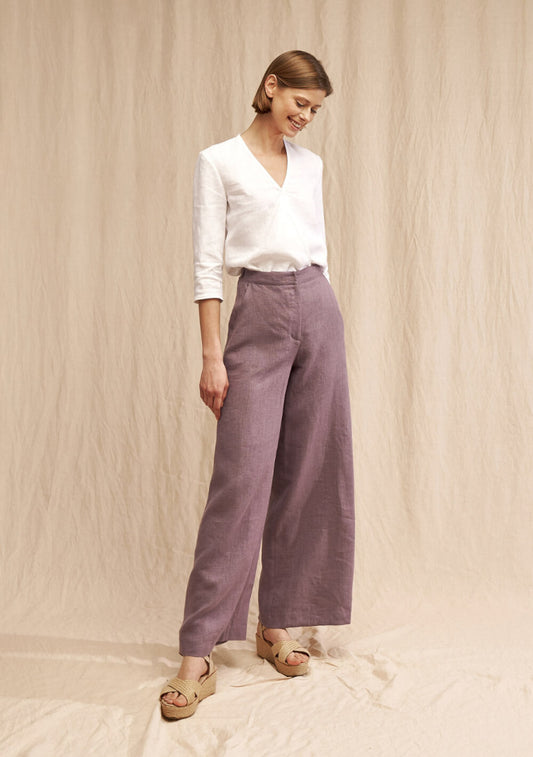 High Waisted Linen Palazzo Pants