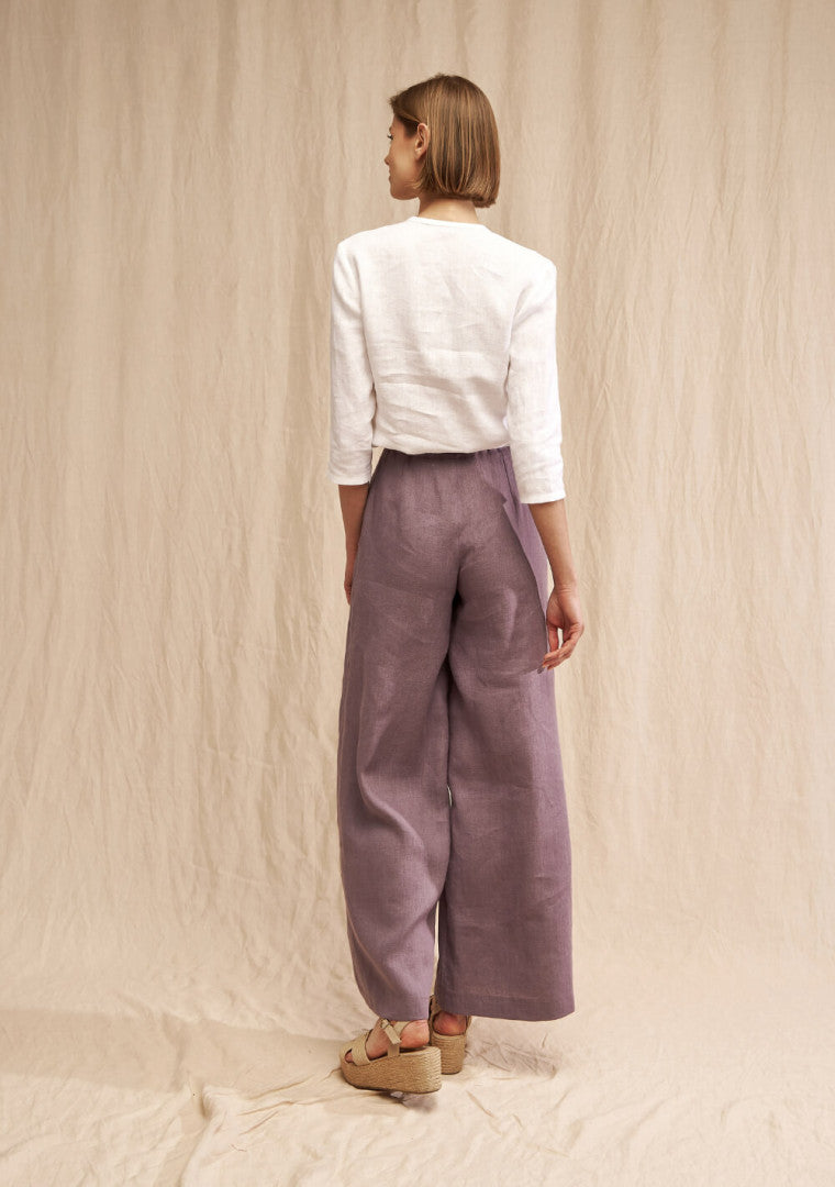 High Waisted Linen Palazzo Pants