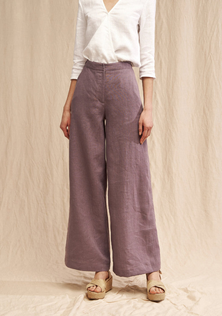 High Waisted Linen Palazzo Pants