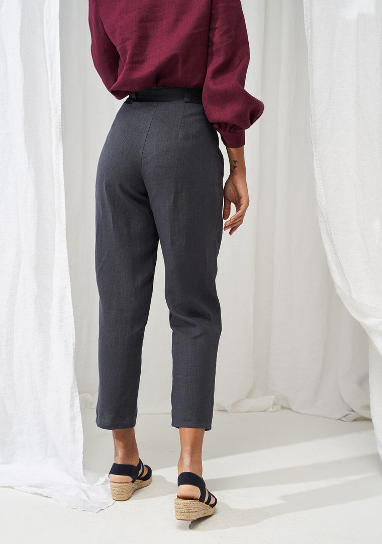 Ginger High Waisted Tapered Linen Pants