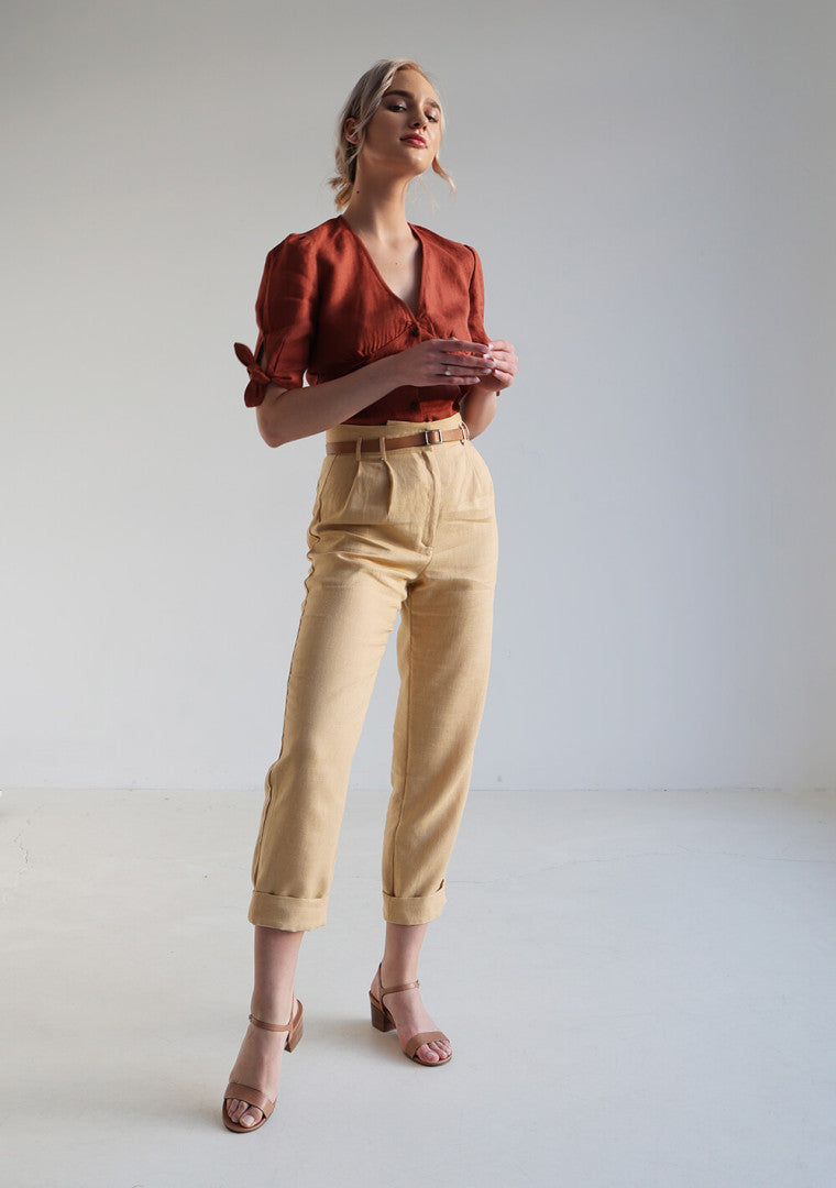 Chicago High Waisted Linen Pants