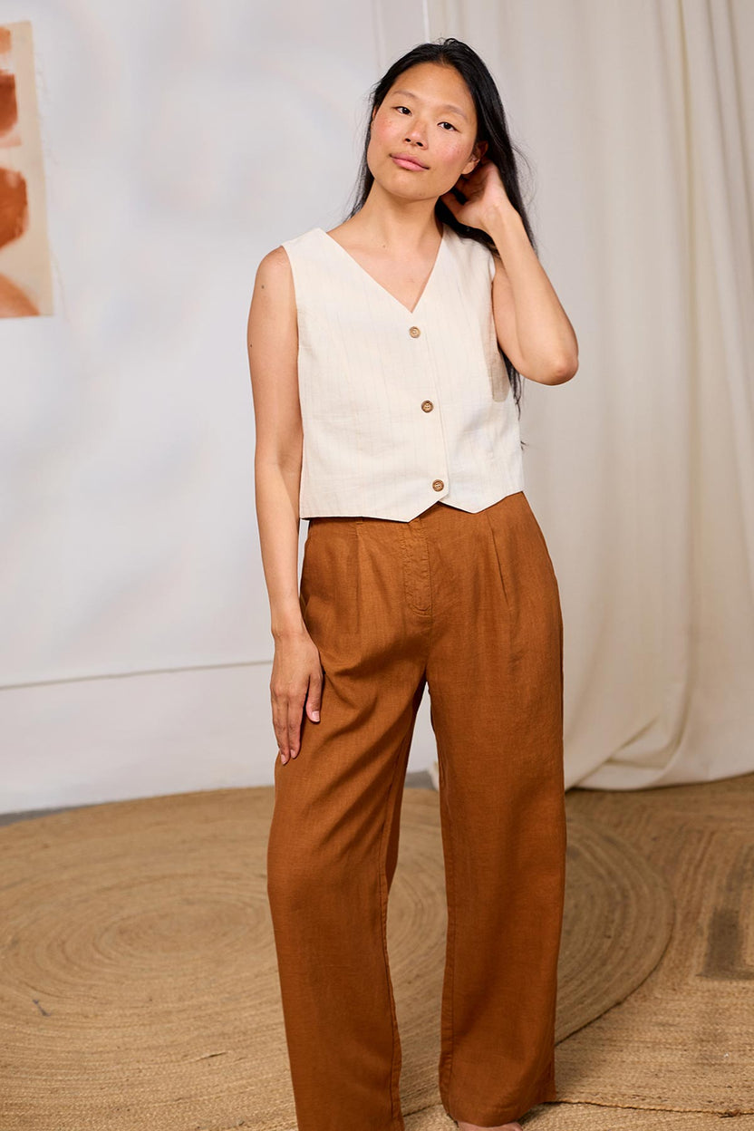 Kaloko Neutral Stripes Waistcoast Vest