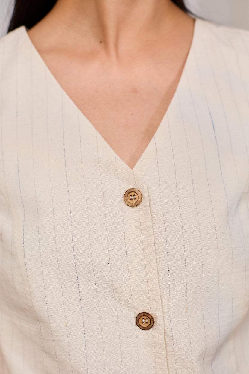 Kaloko Neutral Stripes Waistcoast Vest