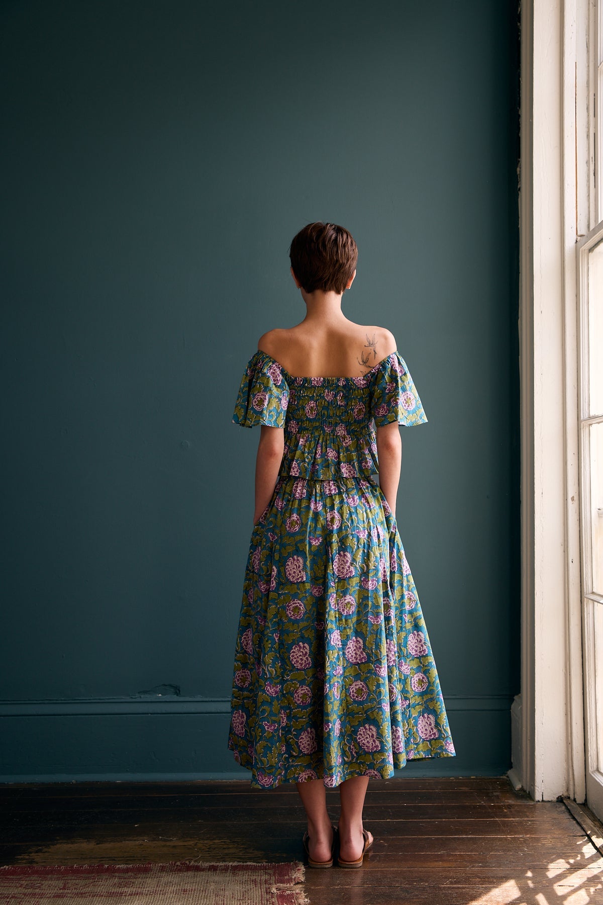 Nalini Cotton Skirt in Violet Hydrangea