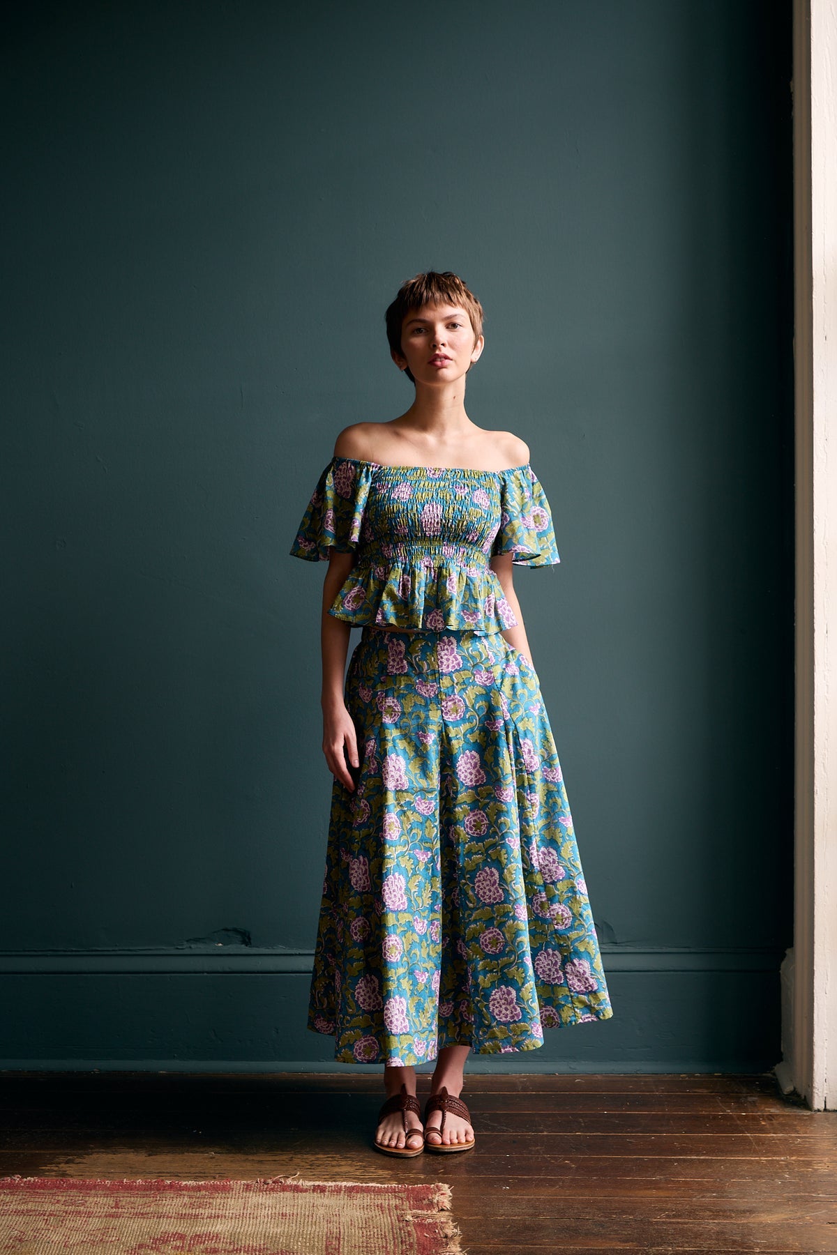 Nalini Cotton Skirt in Violet Hydrangea