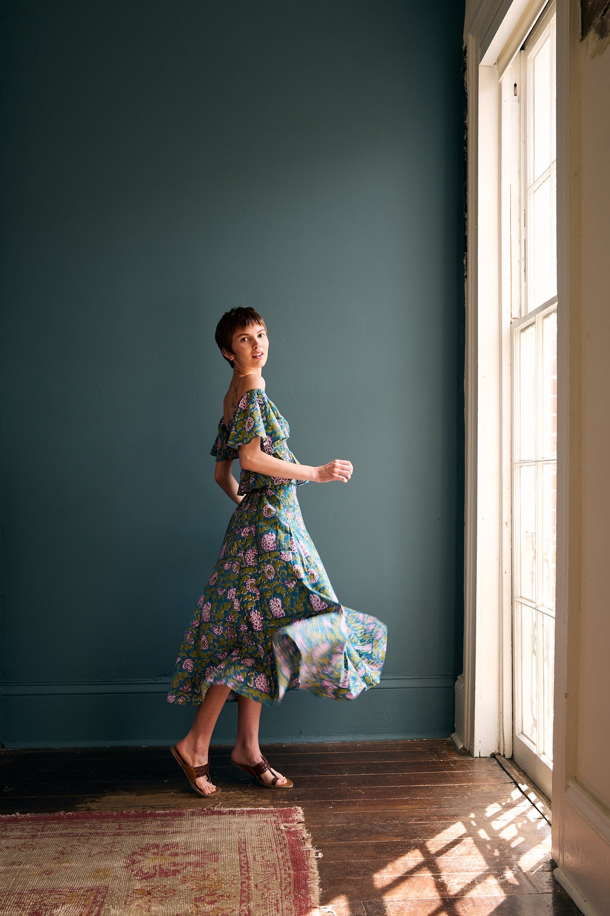 Nalini Cotton Skirt in Violet Hydrangea