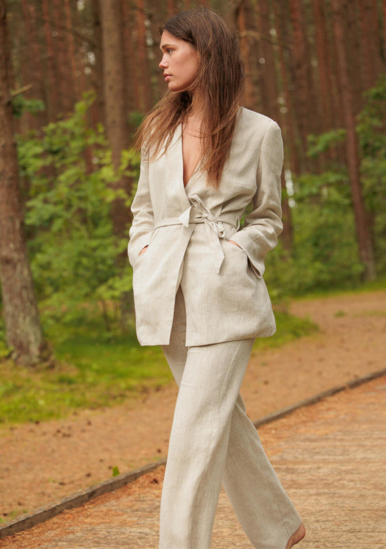 Sorelle Linen Tied Wrap Blazer