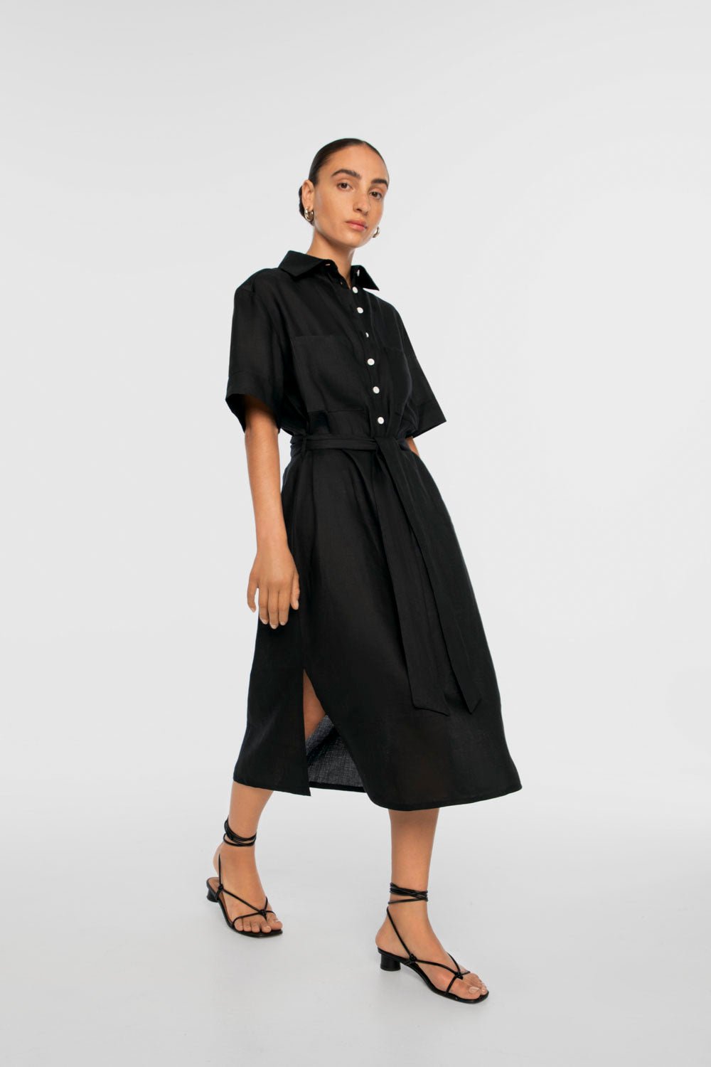 linen midi shirt dress Shirtdress Machine wash cold with like colors boohoo Women's Plus Linen Look