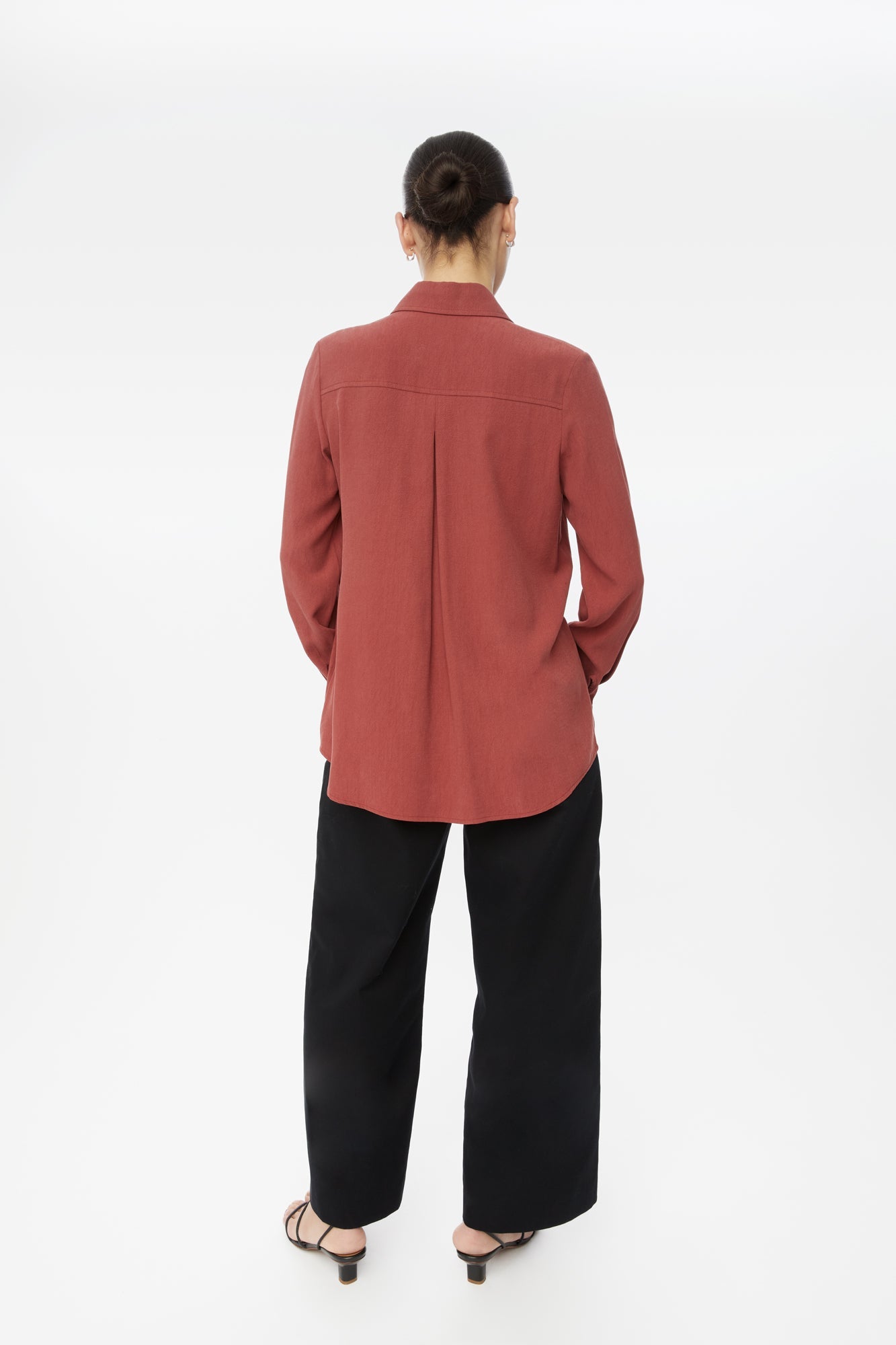 Long Cuff Relaxed Tencel Blouse - dāl the label-Terracotta
