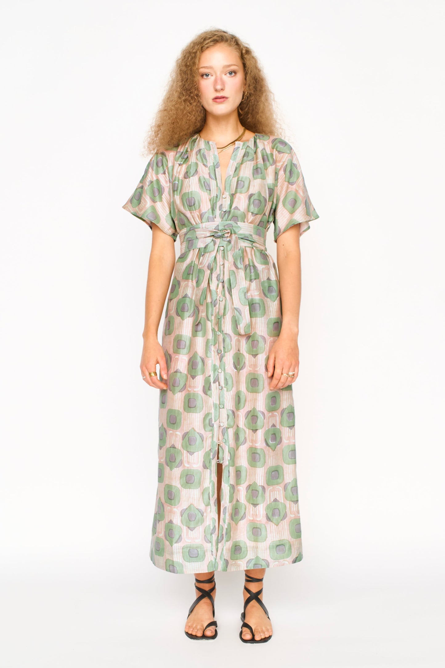 Lostine Cotton and Silk Dress in Stony Coeur