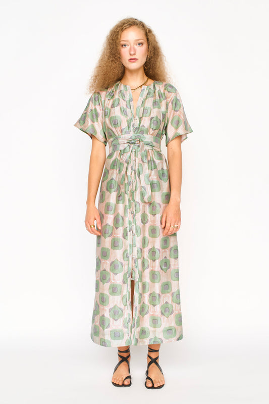 Lostine Cotton and Silk Dress in Stony Coeur