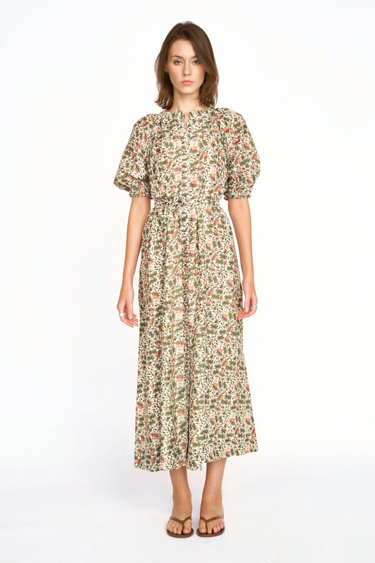 Somerset Cotton and Silk Dress in Pink Cowrie