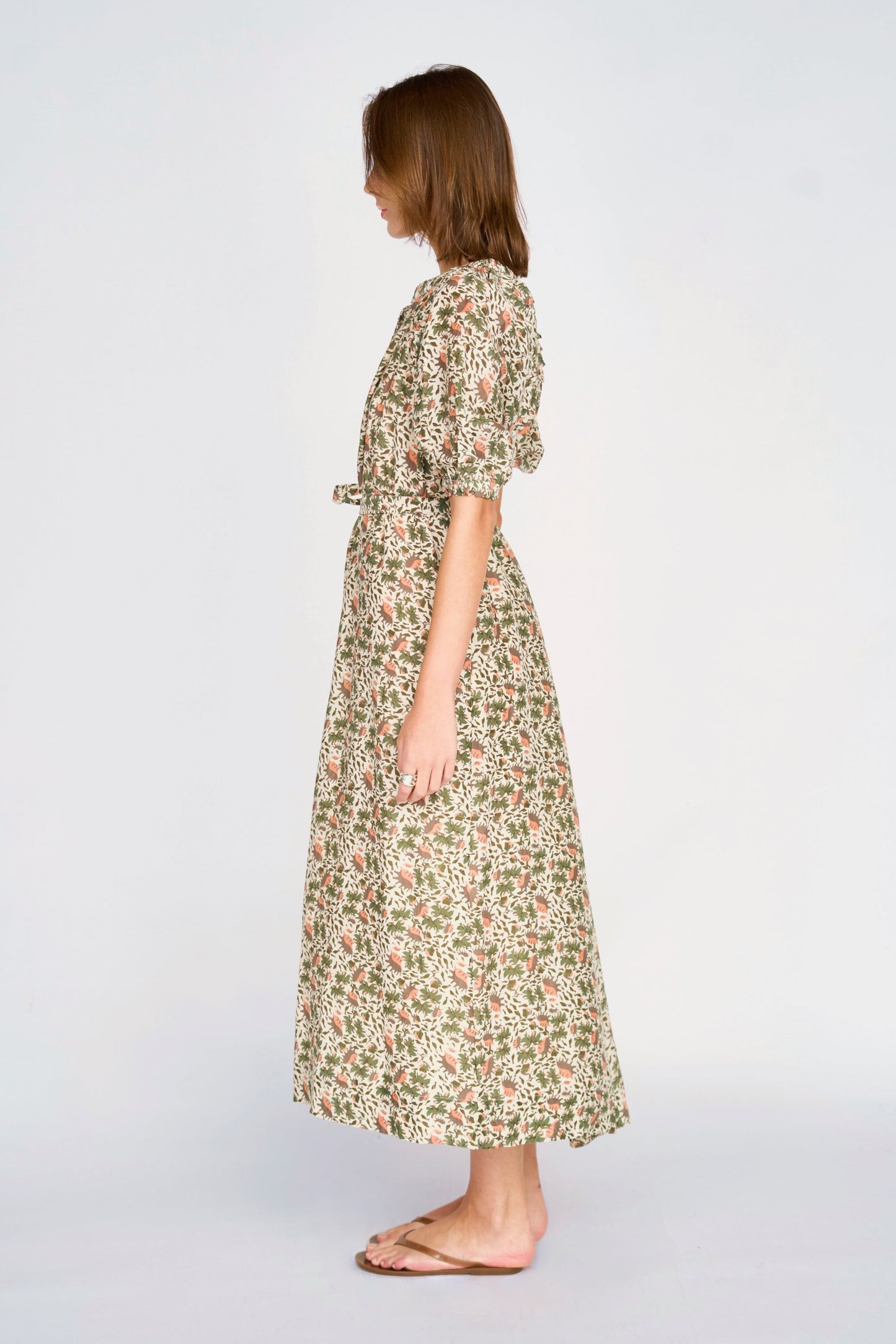 Somerset Cotton and Silk Dress in Pink Cowrie