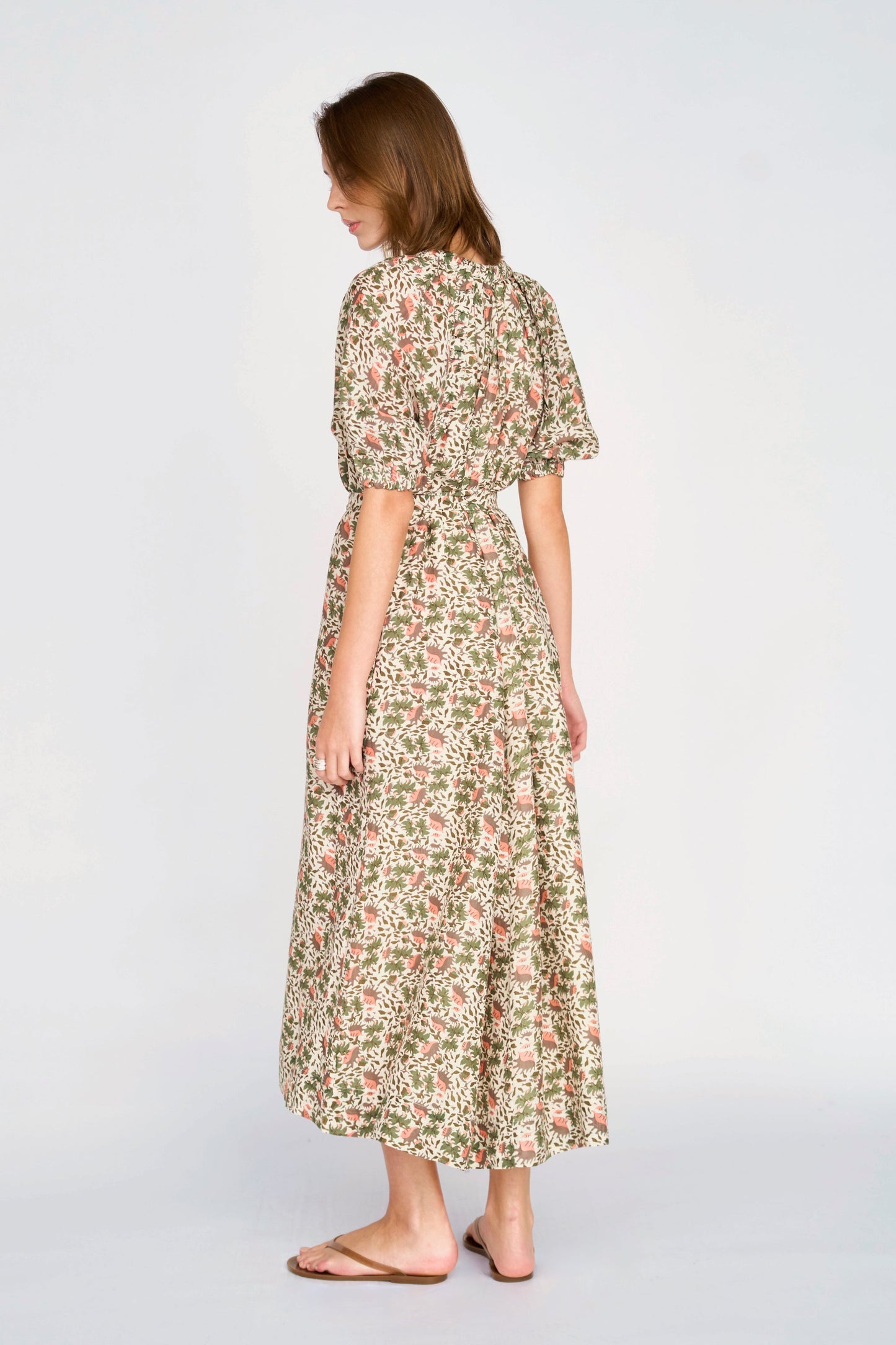 Somerset Cotton and Silk Dress in Pink Cowrie