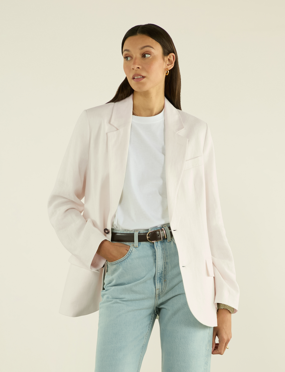 Ivory Linen Hutton Blazer