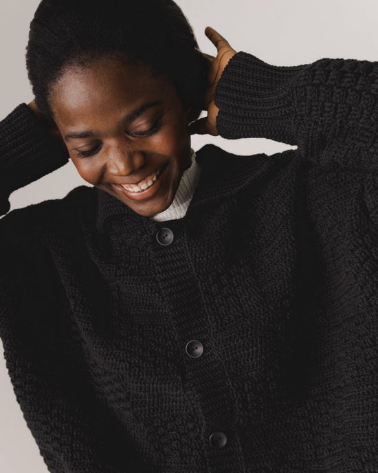 Prietema Cotton Hand Knitted Jacket in Black