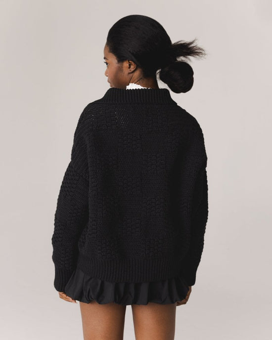 Prietema Cotton Hand Knitted Jacket in Black