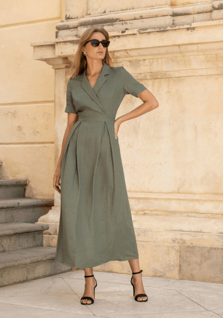 Shally Maxi Notched Collar Dress