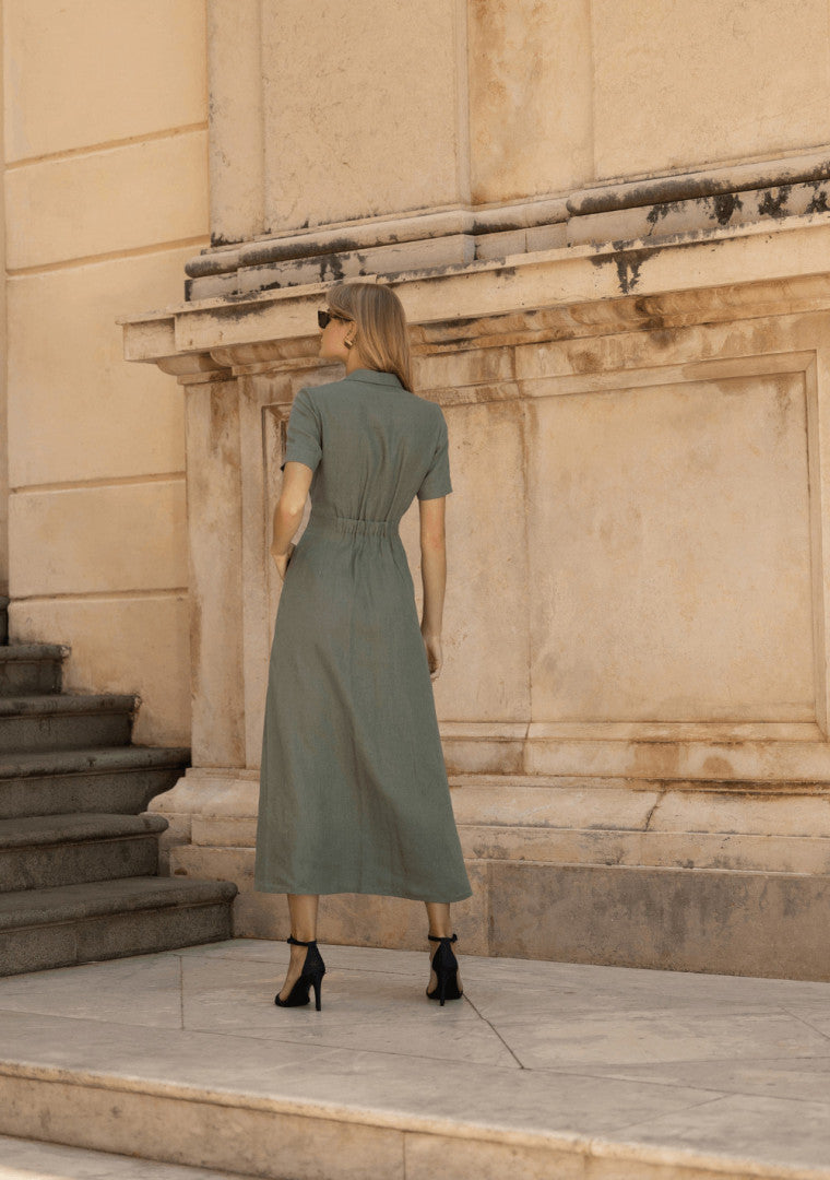 Shally Maxi Notched Collar Dress