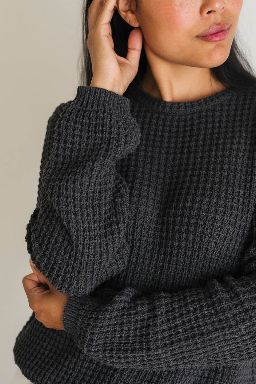 Teresa Leaf Dark Cranberry Organic Cotton Knit Sweater