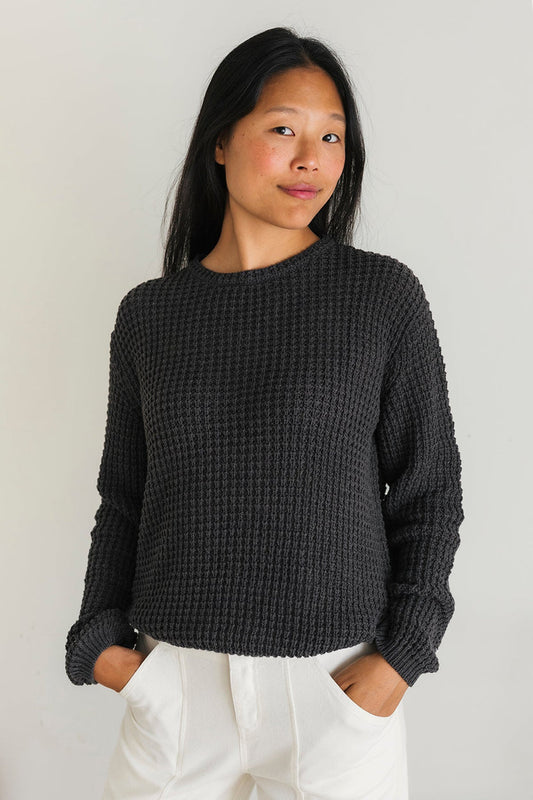 Teresa Leaf Grey Organic Cotton Knit Sweater