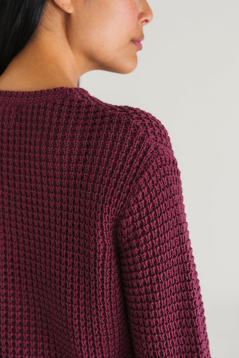 Teresa Leaf Dark Cranberry Organic Cotton Knit Sweater