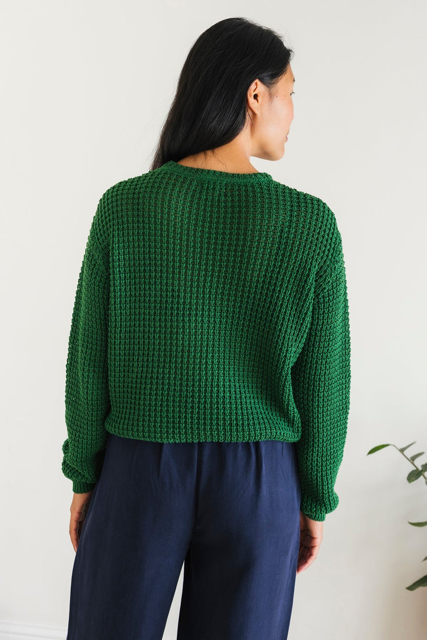 Teresa Leaf Dark Cranberry Organic Cotton Knit Sweater