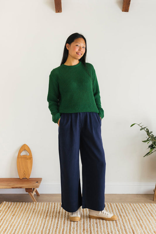 Teresa Leaf Green Organic Cotton Knit Sweater