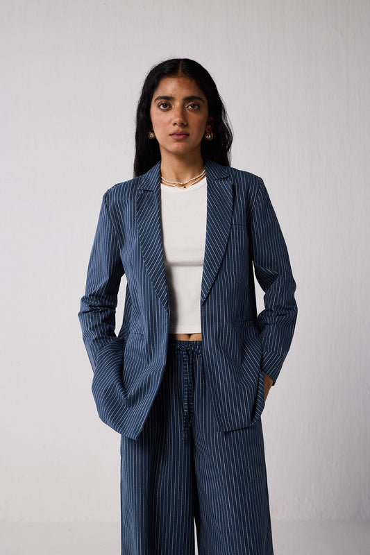 The Weekday Blazer in Blue Stripes
