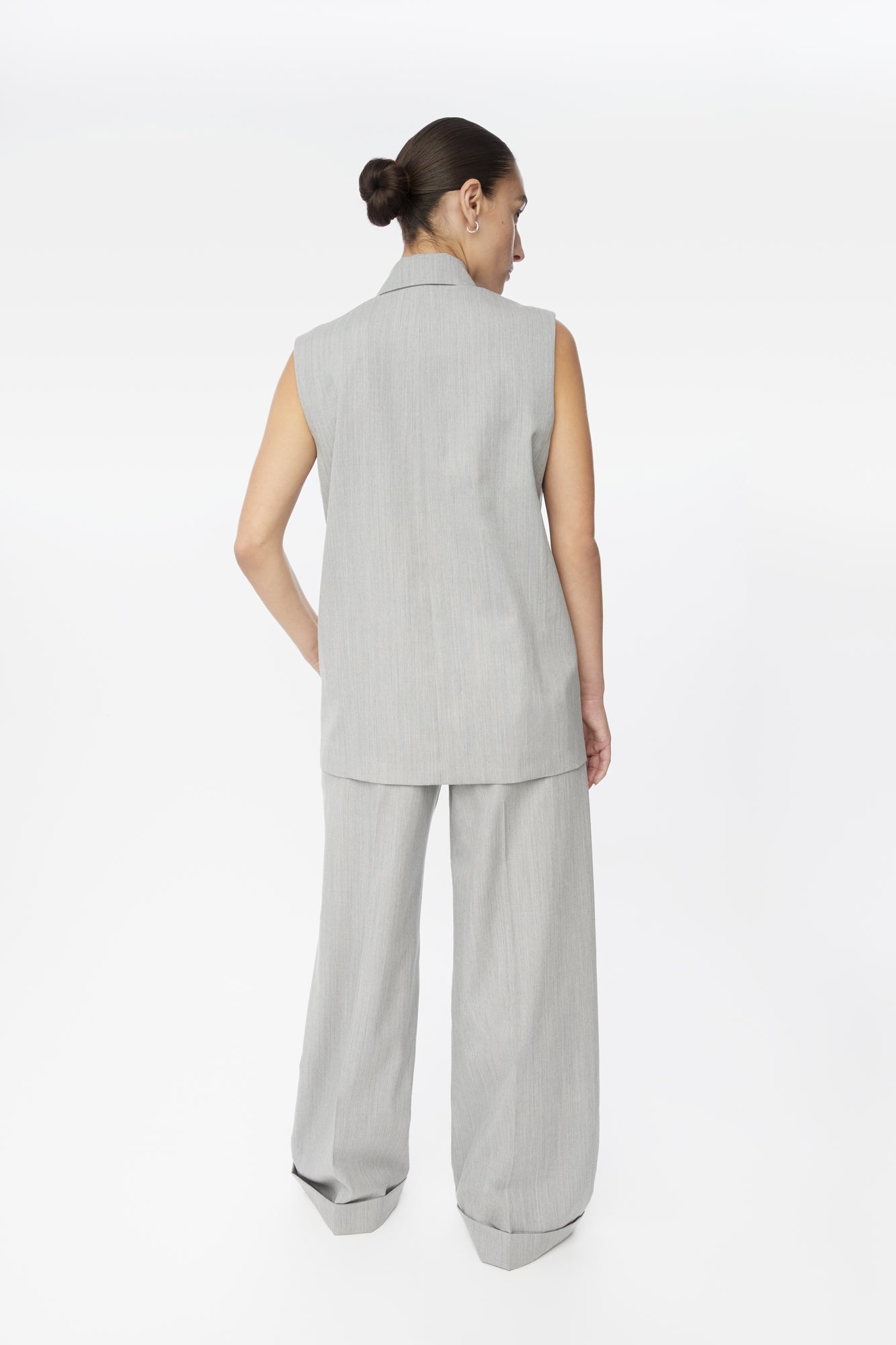 Wool Double-Breasted Vest - dāl the label-Light Grey
